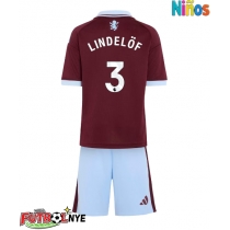 Camiseta Aston Villa Victor Lindelof #3 Primera Equipación para niños 2026-27 manga corta (+ pantalones cortos)